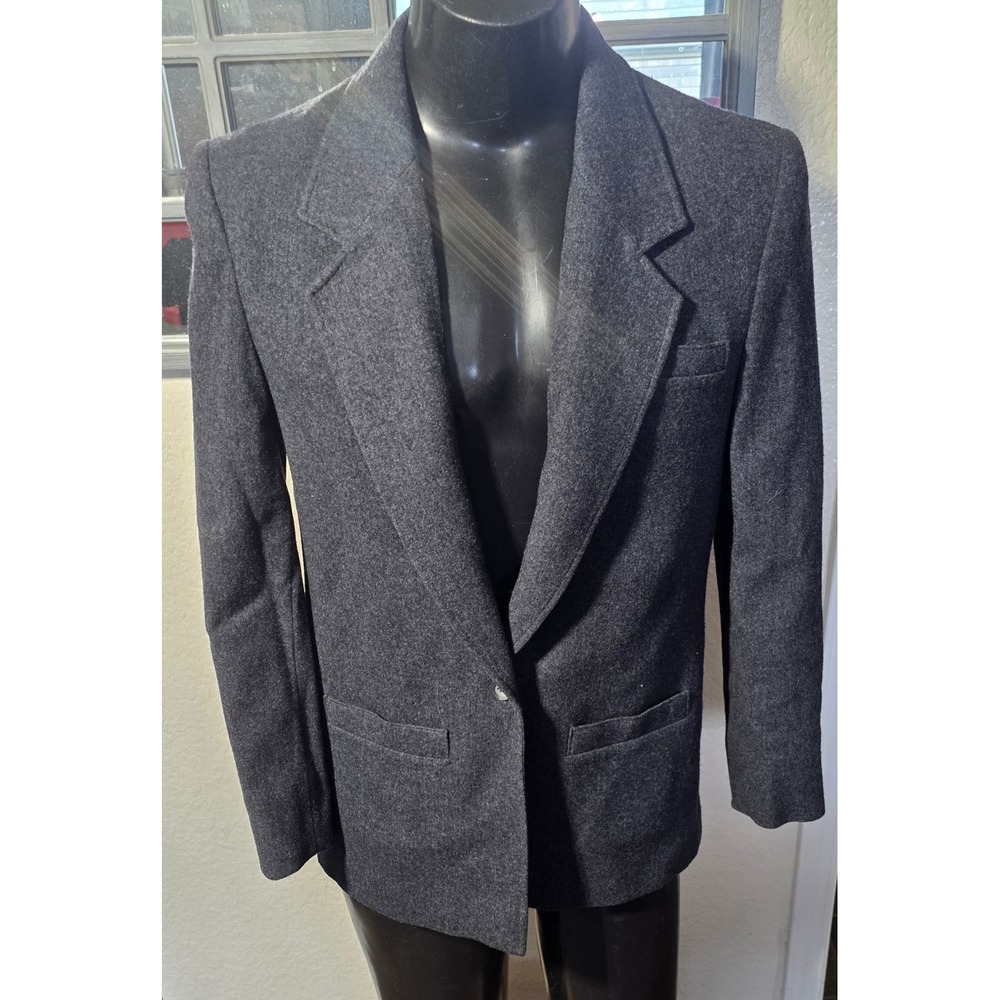 Pendleton Womens 10 Charcoal Gray Pure Virgin Wool Single Button Blazer Size 10
